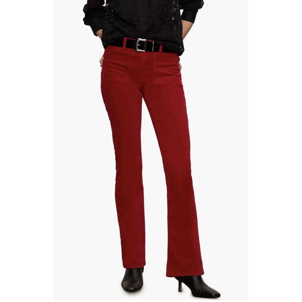 Sanctuary High Waist Velveteen Bootcut Pants Cherry Lacquer Women’s 24 FLAWED - Picture 2 of 16